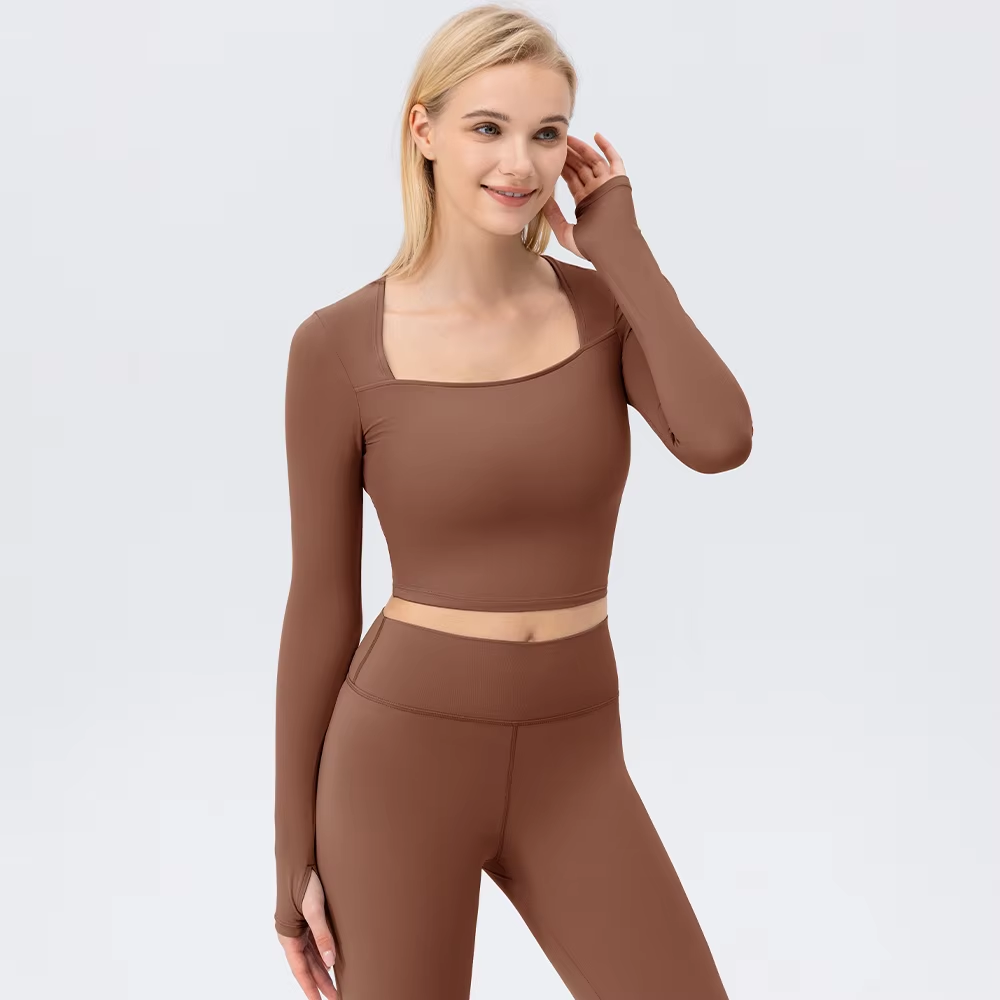 Minimalist Women's Y2K Workout Crop Top Basic Long Sleeve Summer Sports Active Gym Yoga Custom Cute Basic Ladies Top Breathable - Image 2