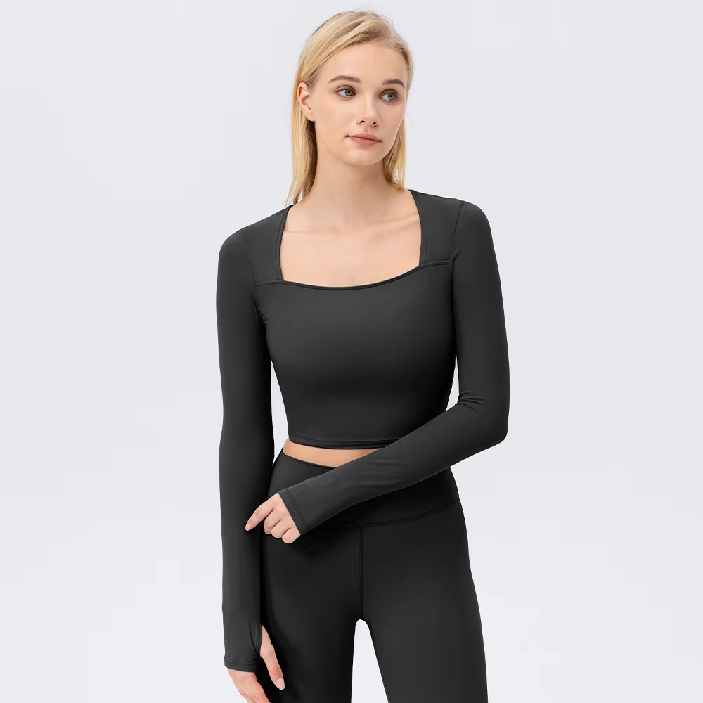 Minimalist Women's Y2K Workout Crop Top Basic Long Sleeve Summer Sports Active Gym Yoga Custom Cute Basic Ladies Top Breathable - Image 3