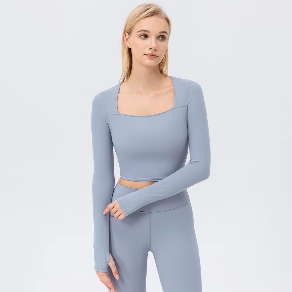 Minimalist Women's Y2K Workout Crop Top Basic Long Sleeve Summer Sports Active Gym Yoga Custom Cute Basic Ladies Top Breathable