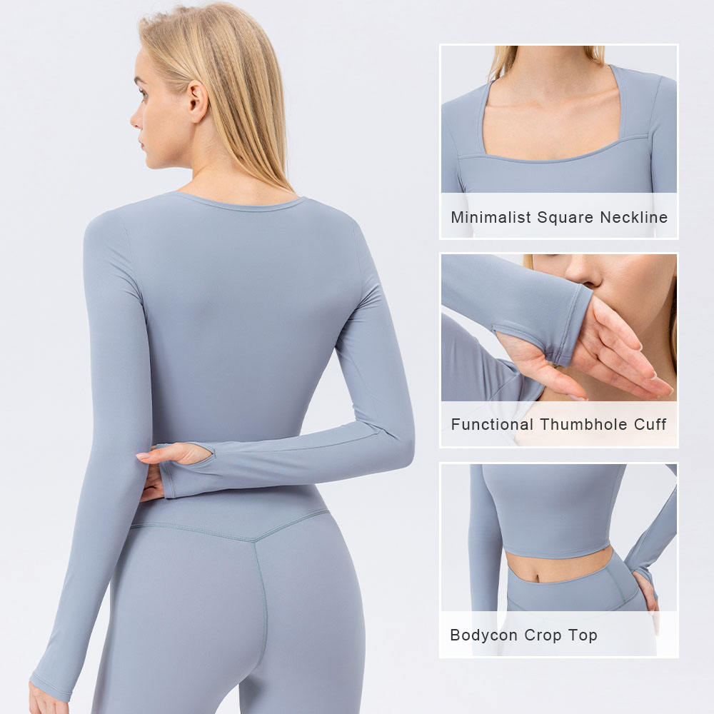 Minimalist Women's Y2K Workout Crop Top Basic Long Sleeve Summer Sports Active Gym Yoga Custom Cute Basic Ladies Top Breathable - Image 6