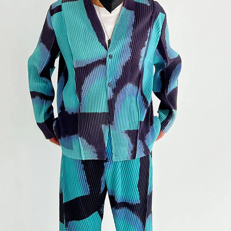 Men's Fashion With Collarless Jacket Printed Casual Suit Stylish Clothing for Men Jackets - Image 2