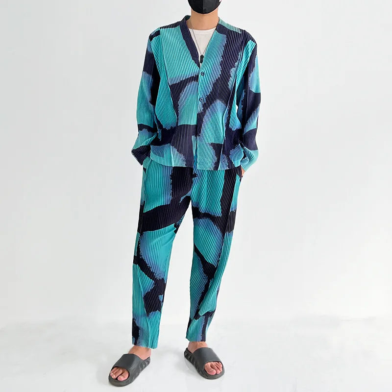 Men's Fashion With Collarless Jacket Printed Casual Suit Stylish Clothing for Men Jackets