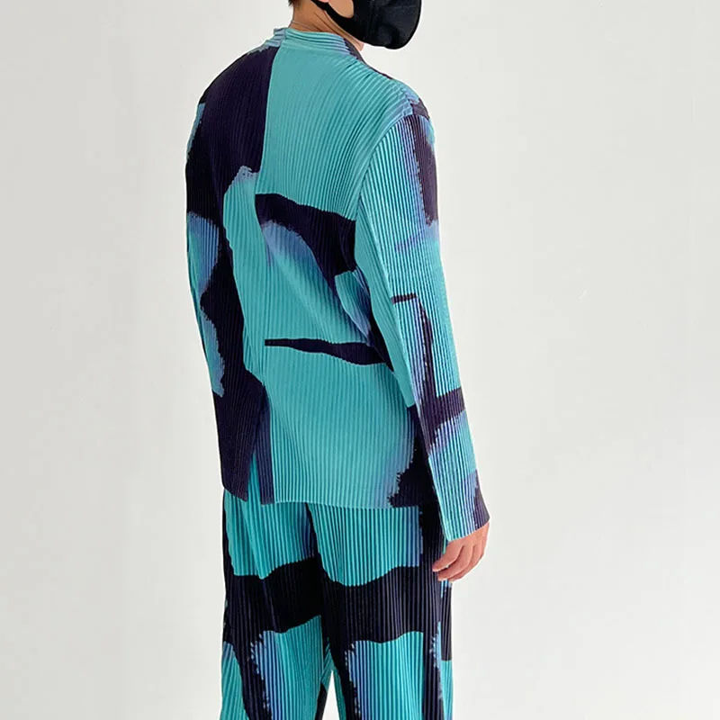 Men's Fashion With Collarless Jacket Printed Casual Suit Stylish Clothing for Men Jackets - Image 5