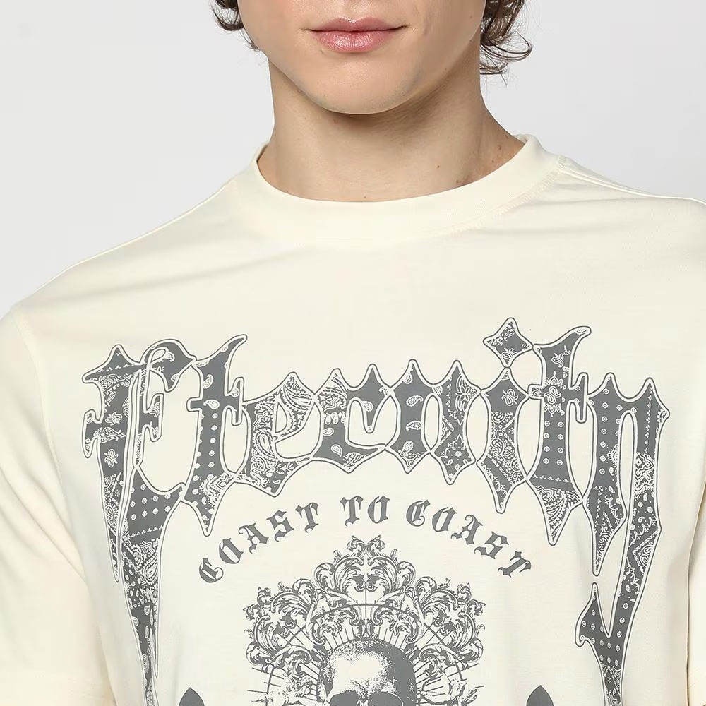 Men's silk screen printed T-shirt top with fashionable appearance, 100% pure cotton top, fashionable - Image 5