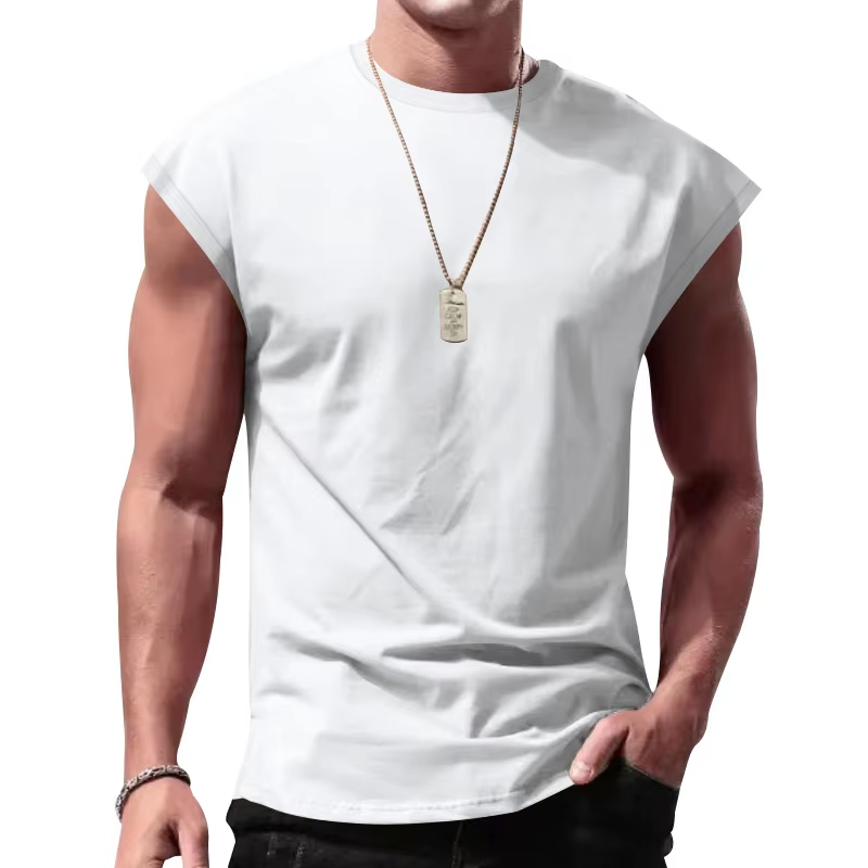Men's Summer Casual O-Neck T-Shirt Sleeveless Design Leisure Running Fitness Sports Solid Color Tank Top for Men - Image 5