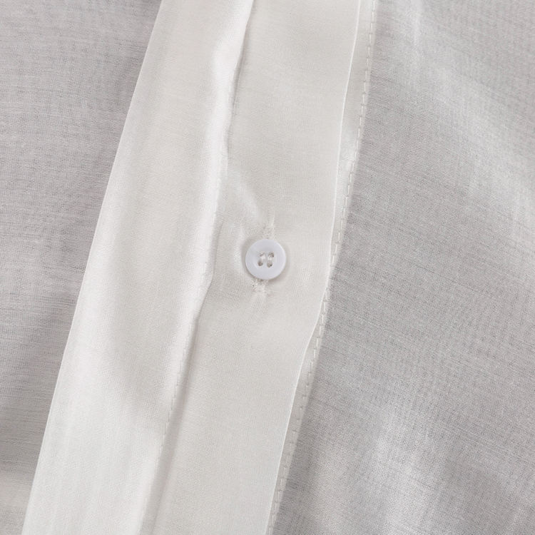 Summer Side Slit Hidden Button Up Long Sleeve See Through Designer Tops Fashion Clothing Women's Blouses Shirts With Tie - Image 5