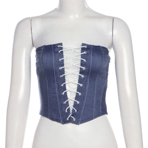 Women's Sexy Bandage Crop Top with Lace-up Cut Out Asymmetry Hem Slim Camis Summer Clubwear Short Length for Party Streetwear