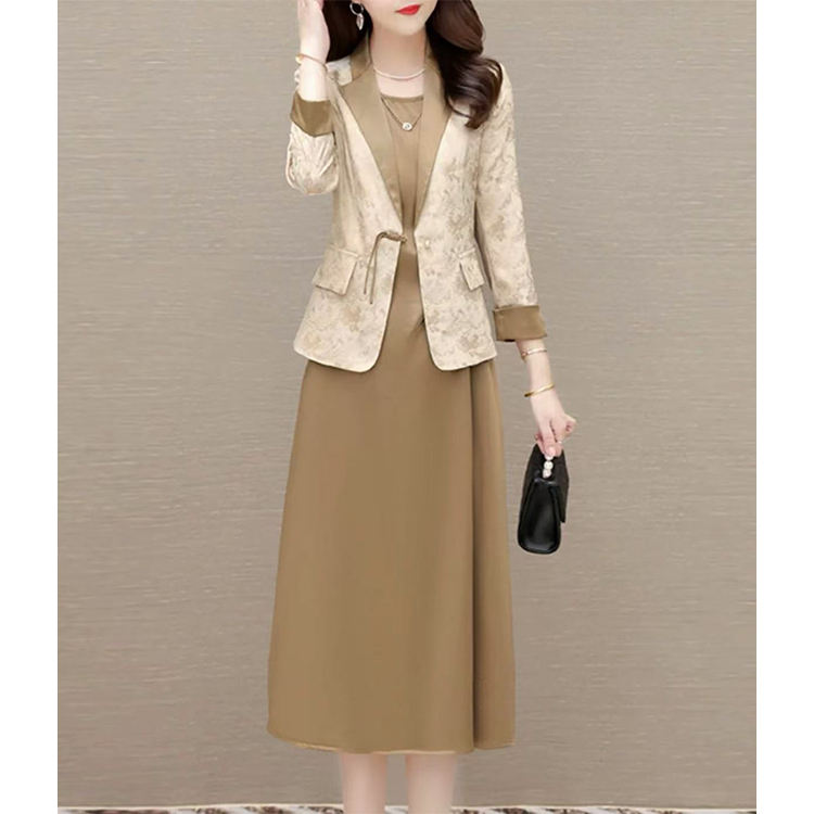 Women's autumn business casual elegant suit jacket and dress set, fashionable and elegant women's clothing - Image 4