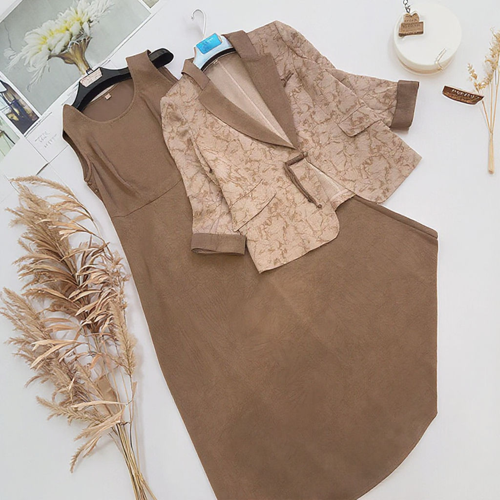 Women's autumn business casual elegant suit jacket and dress set, fashionable and elegant women's clothing - Image 5