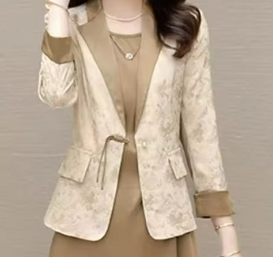 Women's autumn business casual elegant suit jacket and dress set, fashionable and elegant women's clothing - Image 3