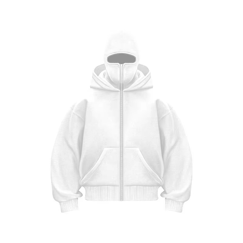 Men's casual zipper off shoulder hoodie solid color pullover sweatshirt long sleeved warm and loose oversized double hood hoodie - Image 6