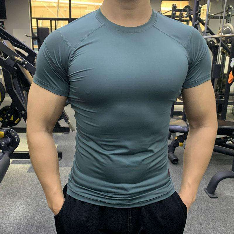 Men's compression short sleeved rash protection sports base shirt for spring exercise t-shirt - Image 6