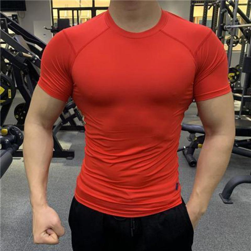 Men's compression short sleeved rash protection sports base shirt for spring exercise t-shirt - Image 5