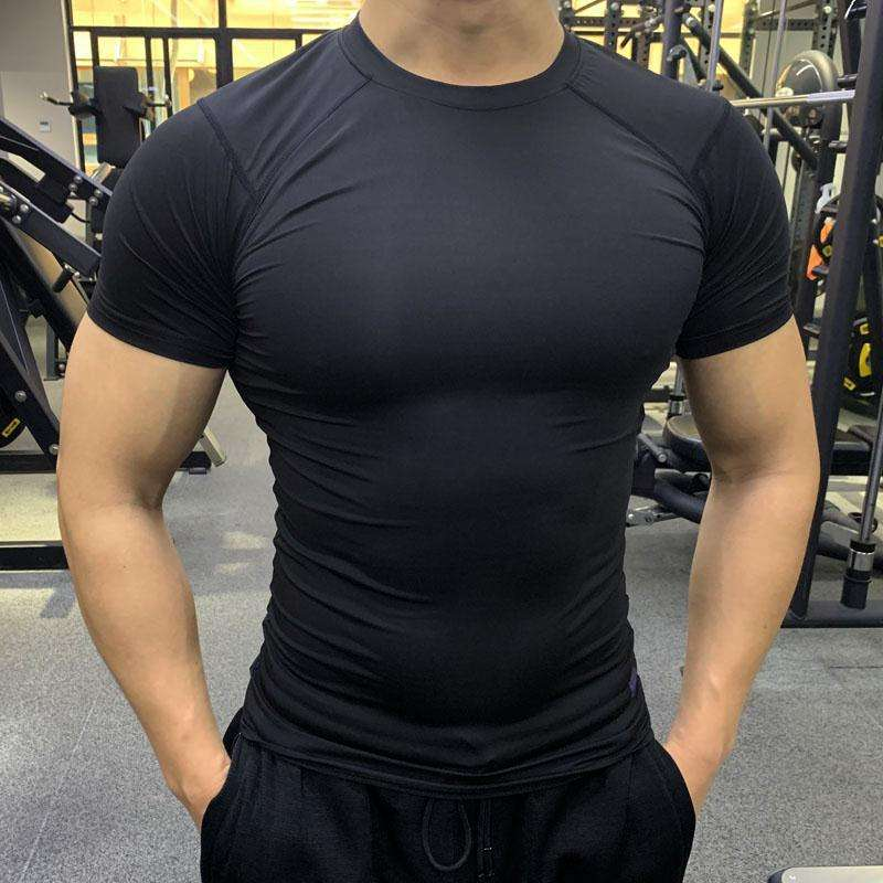 Men's compression short sleeved rash protection sports base shirt for spring exercise t-shirt - Image 3