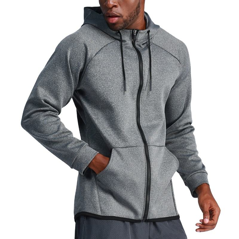 Regular high-quality full zipper training and fitness hoodie clothing logo men's hoodie and sweatshirt - Image 2