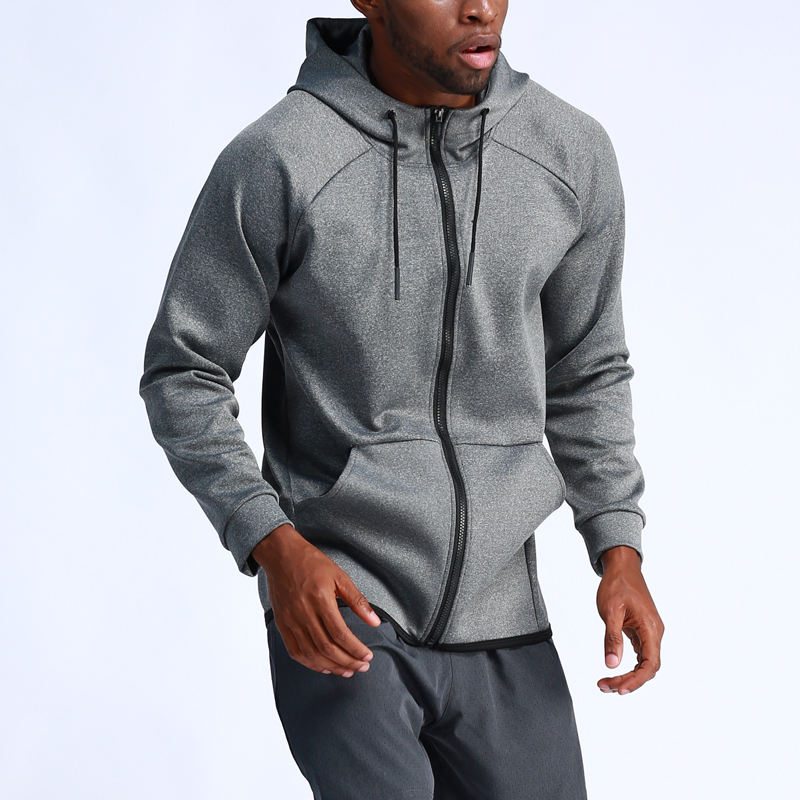Regular high-quality full zipper training and fitness hoodie clothing logo men's hoodie and sweatshirt - Image 3