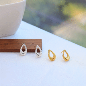 Silver earrings 925 pounds original hammer drop sharp short chubby simple high-quality fashionable earrings