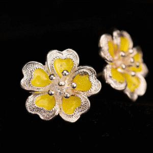 Fashionable 999 pure silver flower earrings enamel electroplated earrings women's jewelry