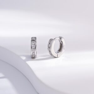 Earrings, jewelry plated with rhodium, full cubic zirconia, round 925 sterling silver, high-end jewelry earrings