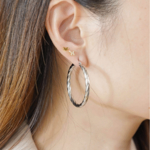 Fashion Fried Dough Twists Ring Earrings Vintage European and American French Style Color Protection Office Workers Thin Ring Earrings