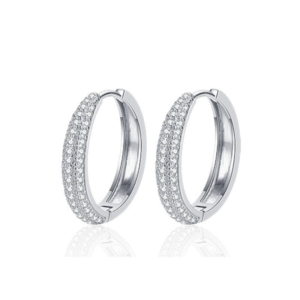 Ladies' fashionable round cut S925 pure silver circular earrings, high-end wedding accessories