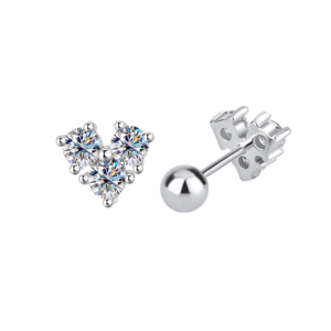 Simple and elegant 925 sterling silver heart-shaped moissanite high-end women's jewelry inlaid with twisted screw earrings design