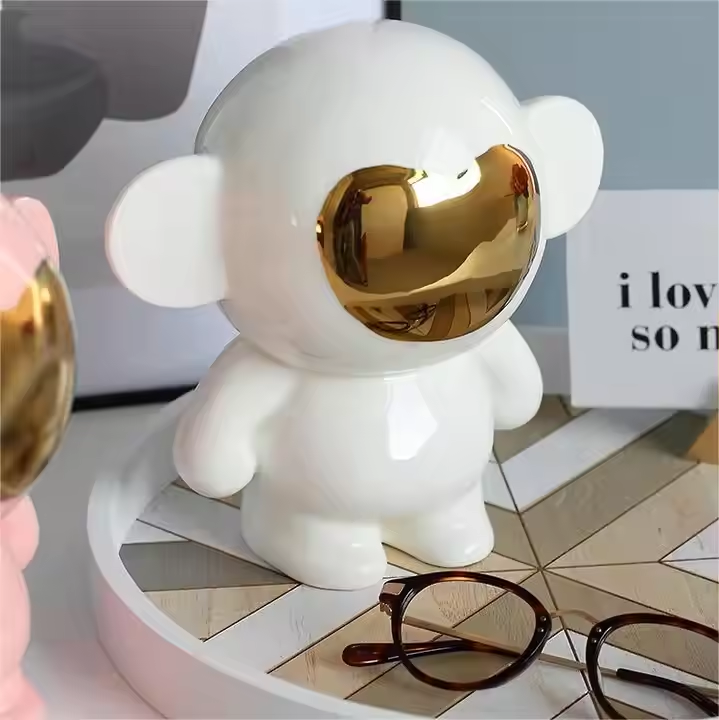 Contemporary Ceramic Home Decor Set Modern Sculptures with Gold Accents for Luxury Living Room Decoration