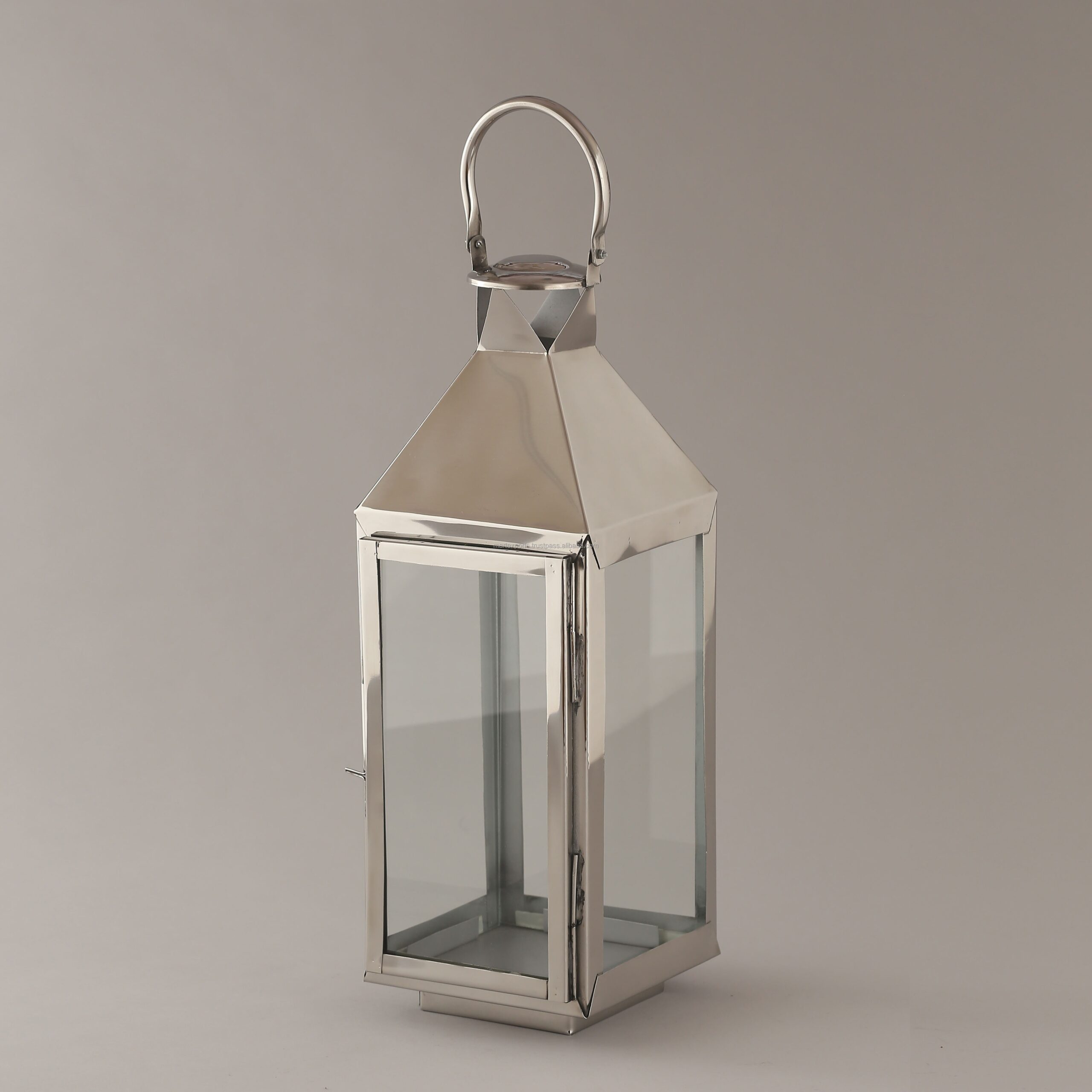 High Quality Metal Glass Gold Lantern Set Home Decor Christmas Candle Holder Transparent Glasses Wood Candle Holders