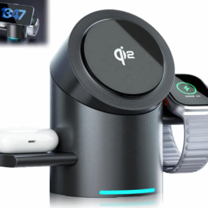 Fast Shipping Aluminum Wireless Phone Charger High Quality Automatic Touch Rotation QI23 in 1 Magnetic Folding Wireless Charger