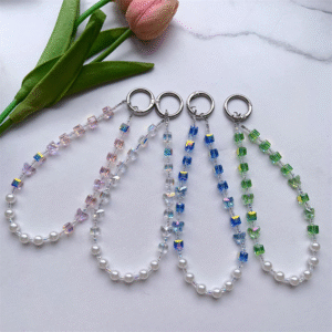 Short Wristband Mobile Phone Beaded Crystal Pendant Universal Mobile Phone Case Keychain Lanyard Mobile Phone Accessories