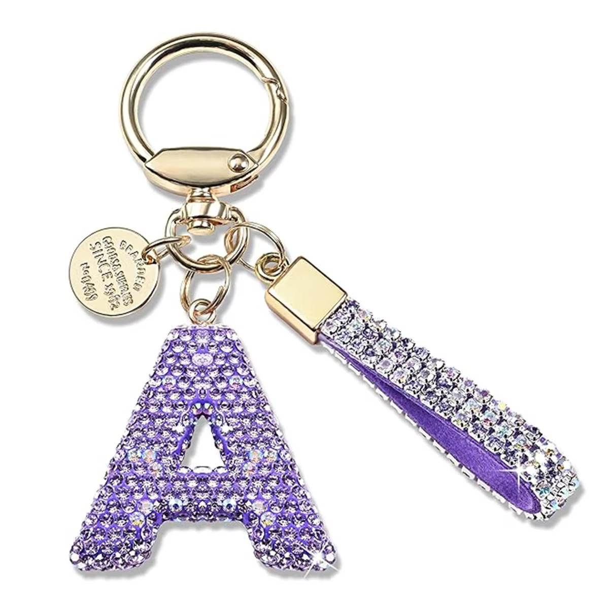 Colorful Letter Pendant with Diamond Set Keychain Cute Boy Girl Pendant Mobile Phone Bag Pendant English Letter Keychain - Image 3