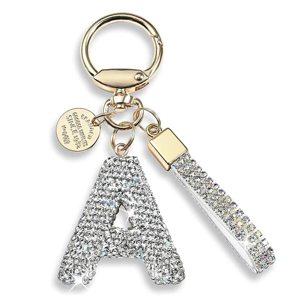 Colorful Letter Pendant with Diamond Set Keychain Cute Boy Girl Pendant Mobile Phone Bag Pendant English Letter Keychain - Image 5