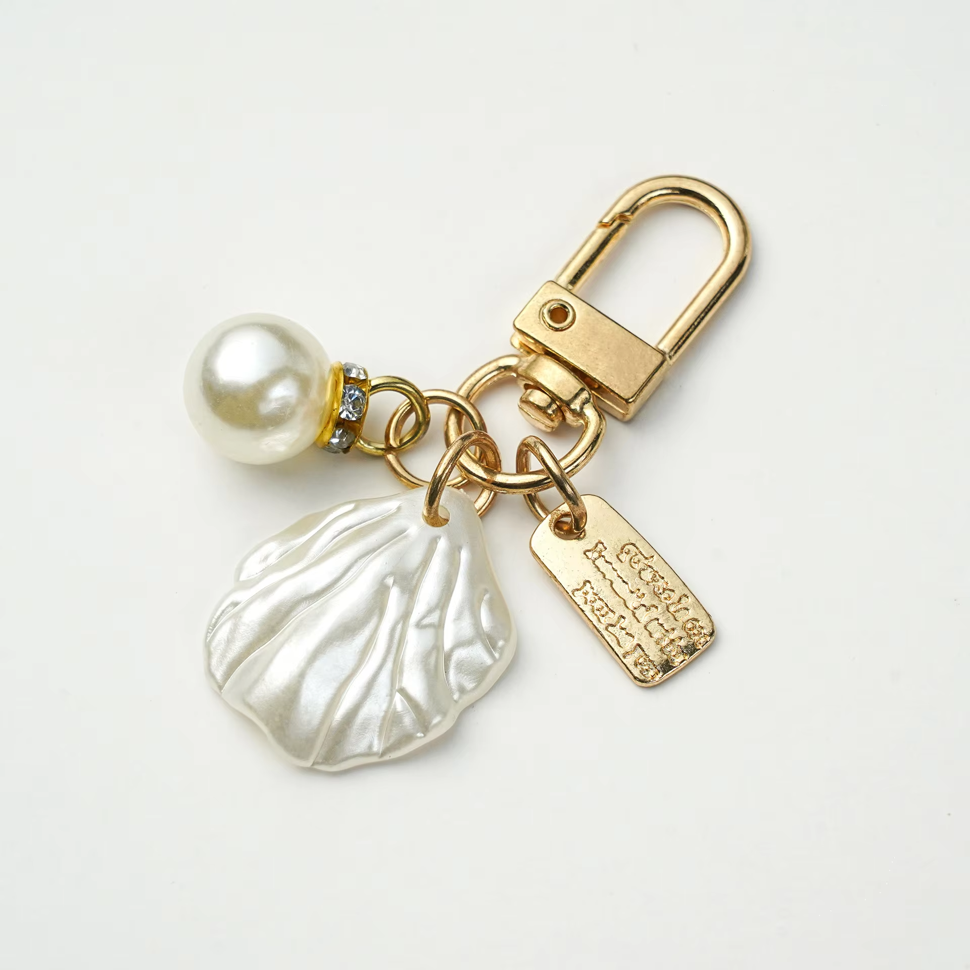 Creative Metal Jewelry Pearl Pendant for Airpods Charm Cute Peach Heart Shell Keychain Small Gift Mobile Phone Straps - Image 4