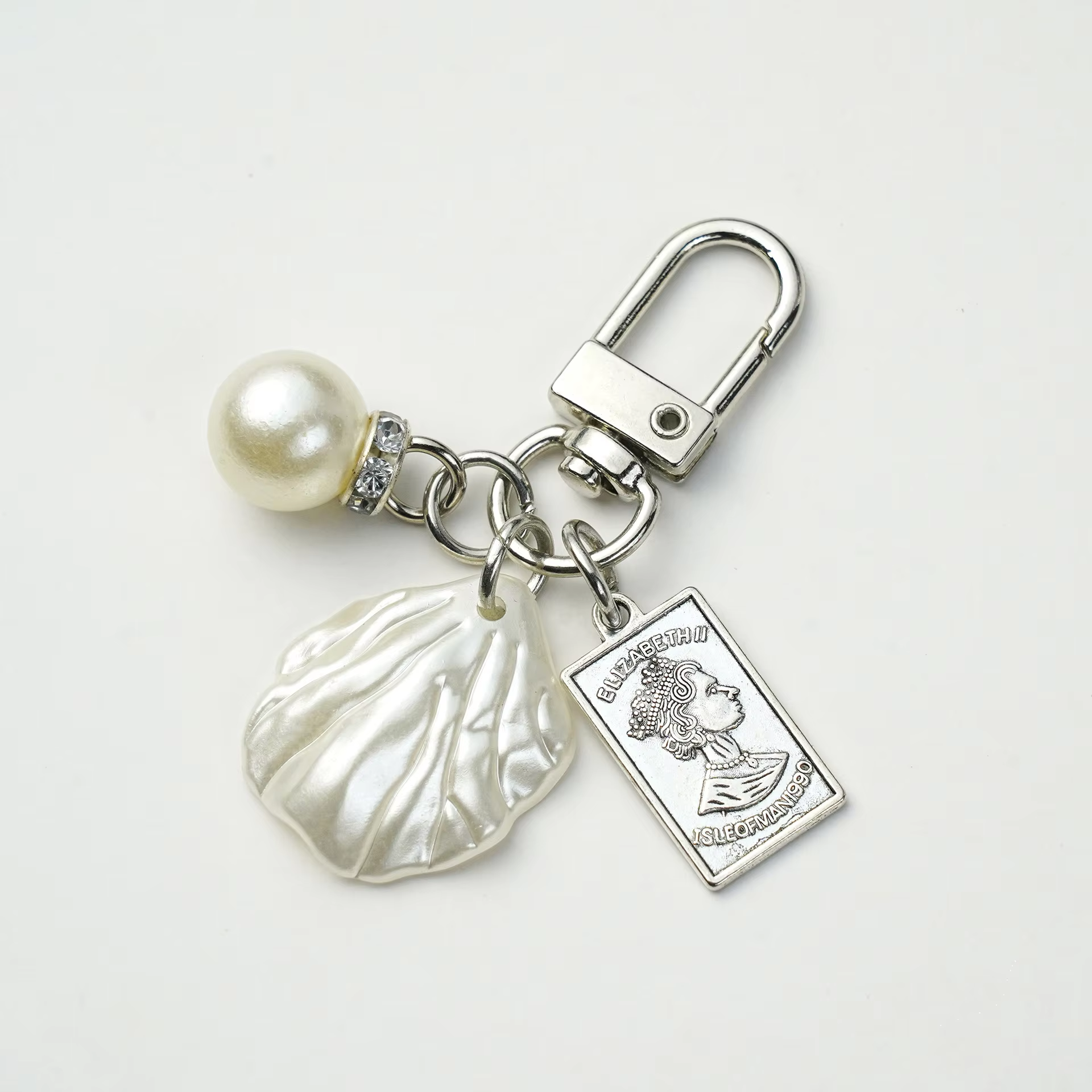 Creative Metal Jewelry Pearl Pendant for Airpods Charm Cute Peach Heart Shell Keychain Small Gift Mobile Phone Straps - Image 2