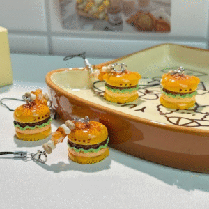 Creative Burger Pendant Cartoon 3D Pendant Cat Dog Mobile Phone Hanging Rope Cartoon Cute Student Decoration Keychain