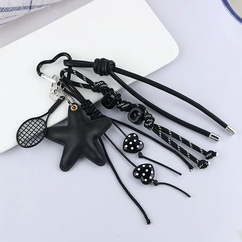 Series Rope Braided Letter Trend Sports Style Rope Horse Starfish Heart Colorful Bag Pendant Badminton Keychain Leather Charms - Image 2