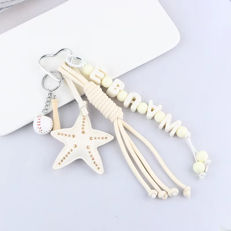 Series Rope Braided Letter Trend Sports Style Rope Horse Starfish Heart Colorful Bag Pendant Badminton Keychain Leather Charms - Image 3