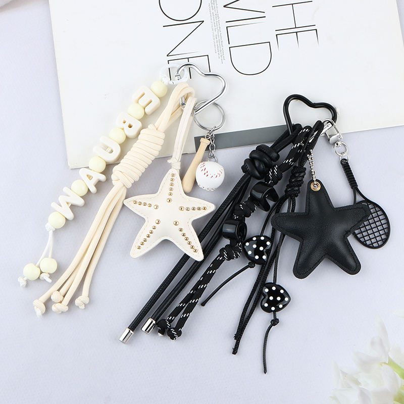 Series Rope Braided Letter Trend Sports Style Rope Horse Starfish Heart Colorful Bag Pendant Badminton Keychain Leather Charms - Image 4
