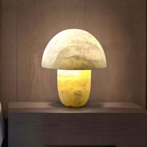 Spanish Natural Marble Table Lamp for Hotels Villas Feature Electric for Bedside Decor Mushroom Style Marble Lights