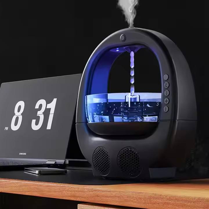 700ml Water Drop Backflow Fishbowl Shape Antigravity Portable Humidifier Musical Speaker Night Light Air Aromatherapy Diffuser - Image 4