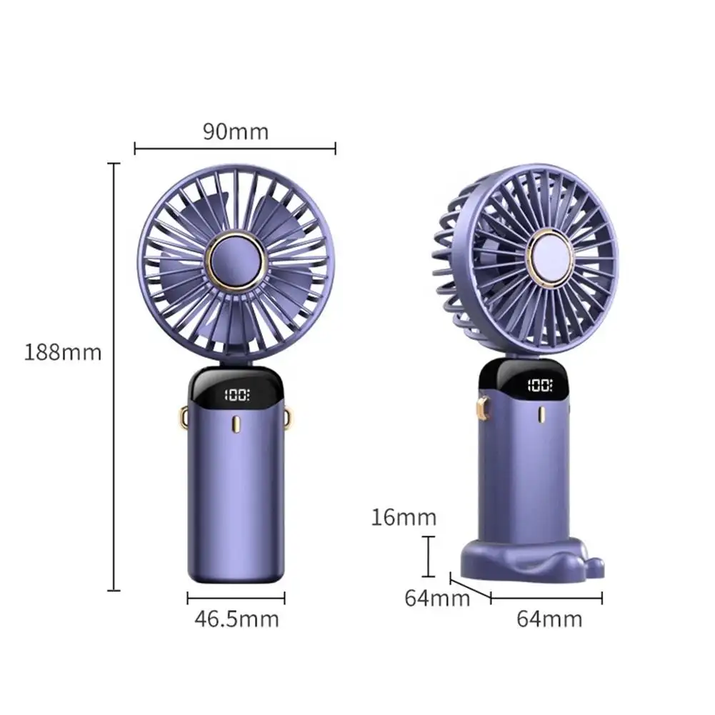 Portable Electric Handheld LED Digital Display Mini Small Hand Fans Students Folding Air Cooling Outdoor Stand Fan in Summer - Image 3