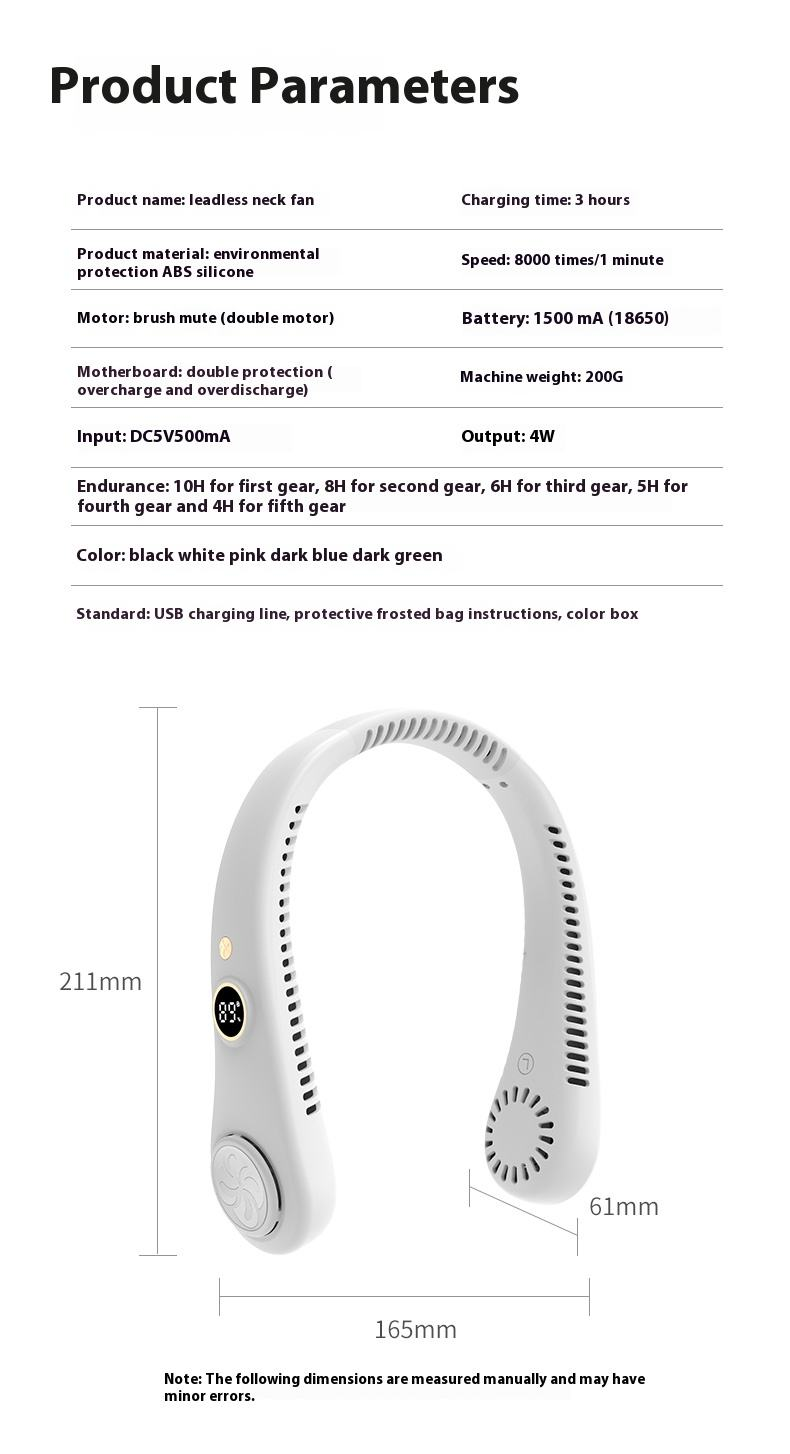Hanging Neck Fan1200mah Portable Sports Wearable Fan Usb Rechargeable Mini Air Cooling Fans - Image 3