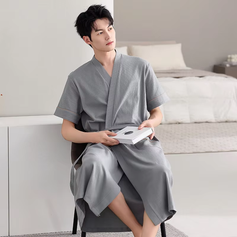 Men's summer cotton pajama set - new style short sleeves - mid-length summer home wear pajamas plus size pajamas mens sleepwear - Image 4