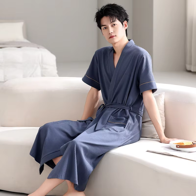Men's summer cotton pajama set - new style short sleeves - mid-length summer home wear pajamas plus size pajamas mens sleepwear