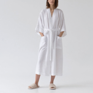 Women Men Luxury Cotton Linen Soft White Unisex Hotel Spa Bath Robes Bathrobe