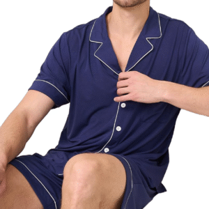 Summer Men's Pajamas Bamboo Comfy Lounge Wear Set Adult Pyjamas Loungewear Soft Pj Shorts Set Wholesale